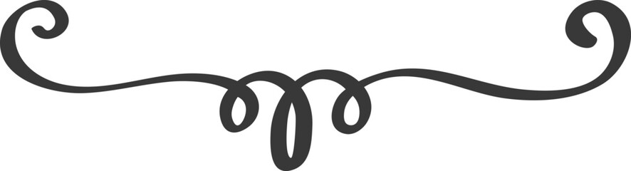 Hand drawn flourish creating a horizontal decorative border, featuring elegant swirls that provide visual separation between sections, enhancing the overall design with vintage charm