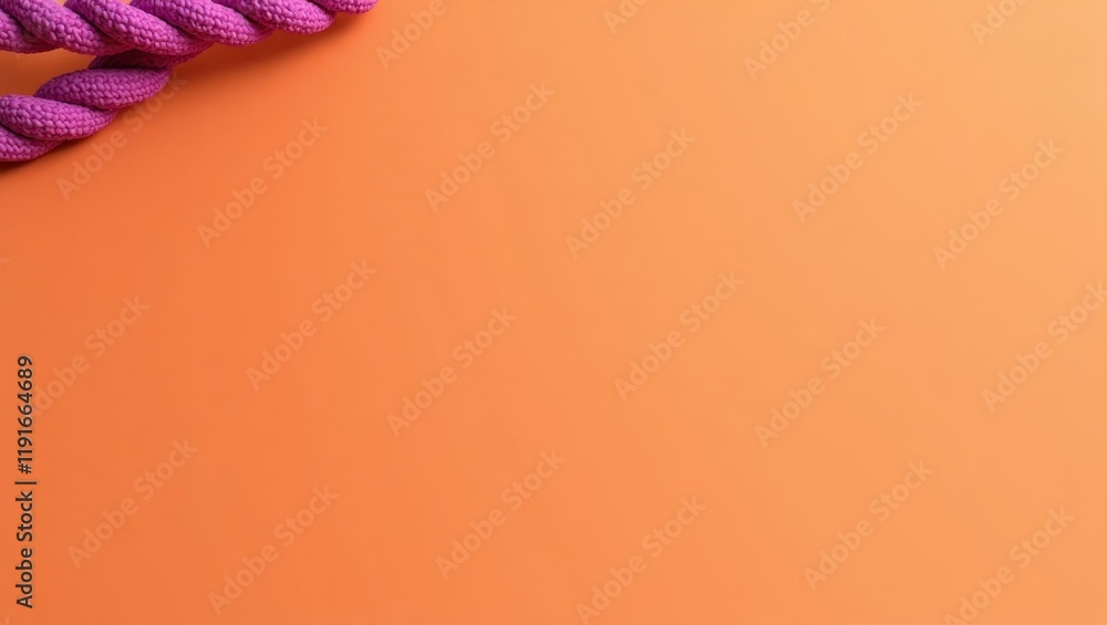 Poster magenta jump rope on left. soft orange background. copy space for text, 3d render ai generated desig