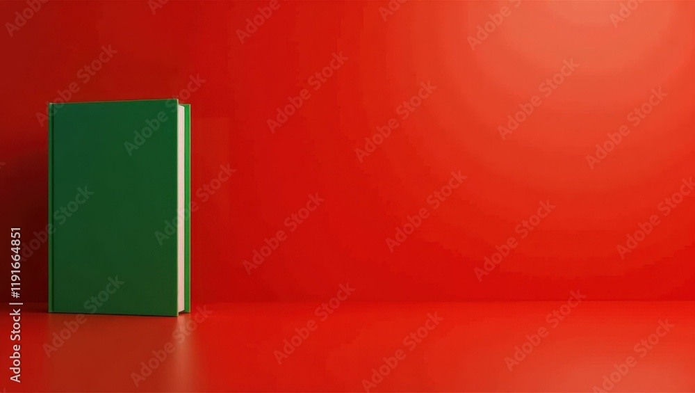 Poster emerald green briefcase on right. soft black background. copy space for text, 3d render ai generated