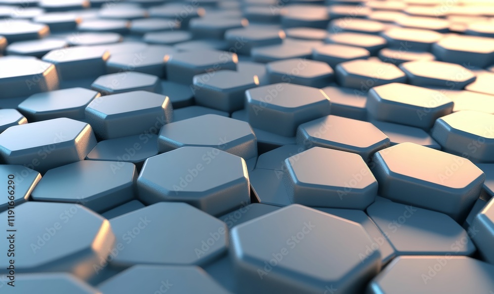 Poster hexagonal shapes, textured surface, three-dimensional pattern.