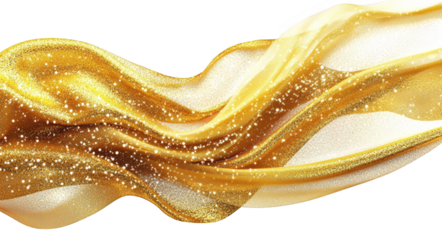 flowing. translucent golden fabric with a shimmering effect. suggesting elegance and luxury the soft curves and sparkling details create a sense of movement and lightness. making it suitable for backg