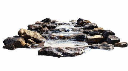 Rocks and flowing water create natural stream.