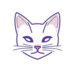 Elegant cat head illustration, white background, pet profile, design element
