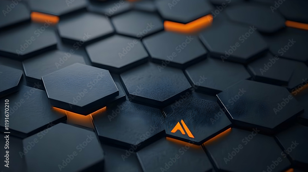 Poster abstract hexagonal pattern background with glowing edges, ideal for technology, design, and futurist