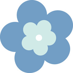 Light blue flower featuring rounded petals and a light green center, set against a crisp white background, creating a charming and simple digital illustration of nature s beauty