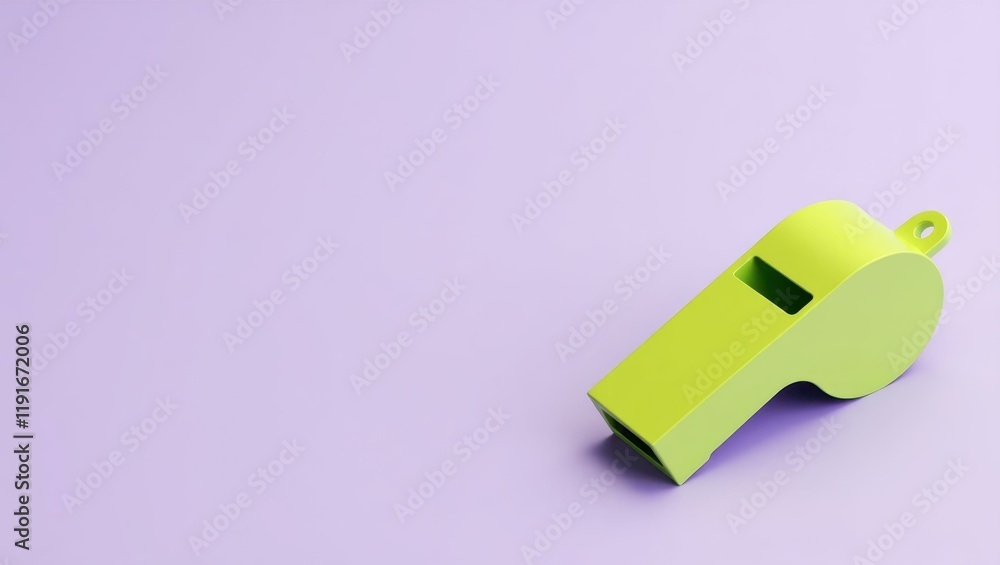 Poster chartreuse whistle on right. soft blue background. copy space for text, 3d render ai generated desig