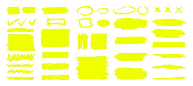 Vector set of highlighter marker strokes
