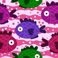 Ocean seamless fish pattern for wrapping paper and fabrics and linens