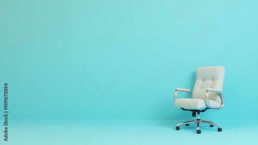 Poster chartreuse whistle on right. soft blue background. copy space for text, 3d render ai generated desig