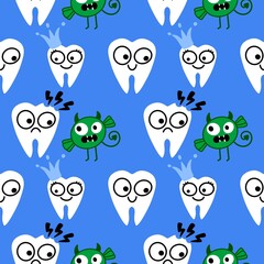 Medicine seamless teeth pattern for doctors accessories and drugstore packaging