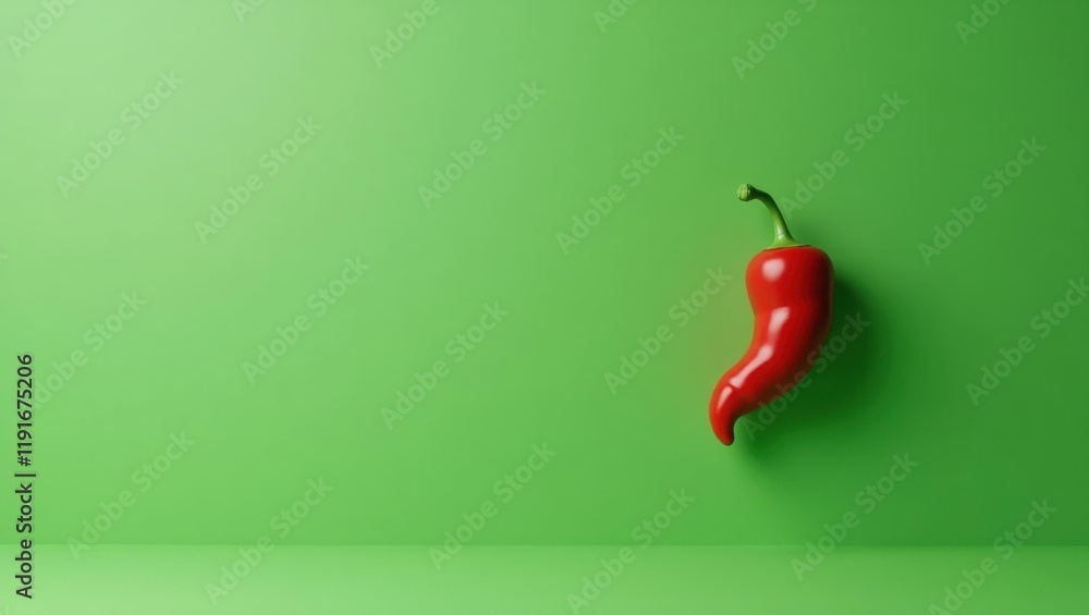 Poster chili pepper red dash cam on left. soft orange background. copy space for text, 3d render ai generat