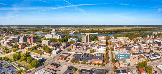 Aerial panorama of Jefferson City, Missouri. Jefferson City is the capital of the U.S. state of...