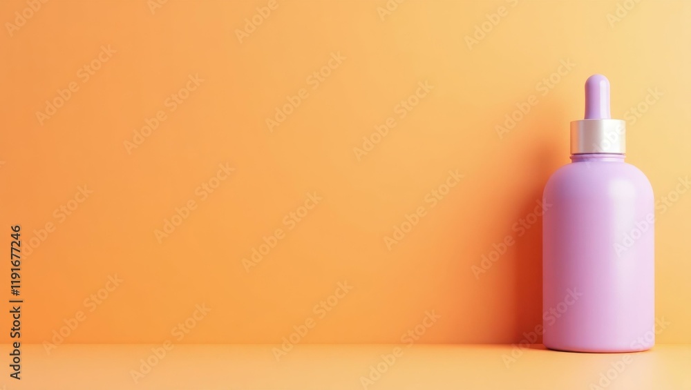 Poster lavender essential oils bottle on left. soft white background. copy space for text, 3d render ai gen