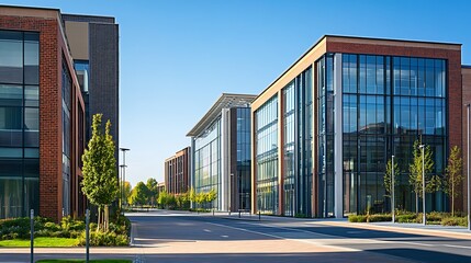 Obraz premium Modern Office Buildings Line A City Street