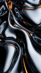 Liquid metal rippling with high-gloss reflections, sleek and dynamic