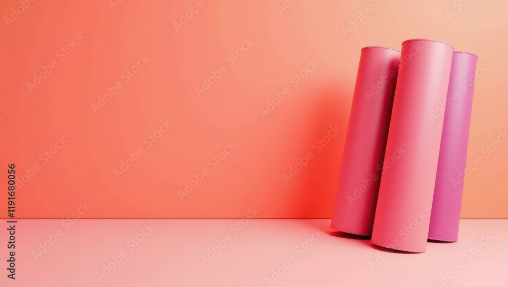 Poster magenta kettlebell on right. soft black background. copy space for text, 3d render ai generated desi