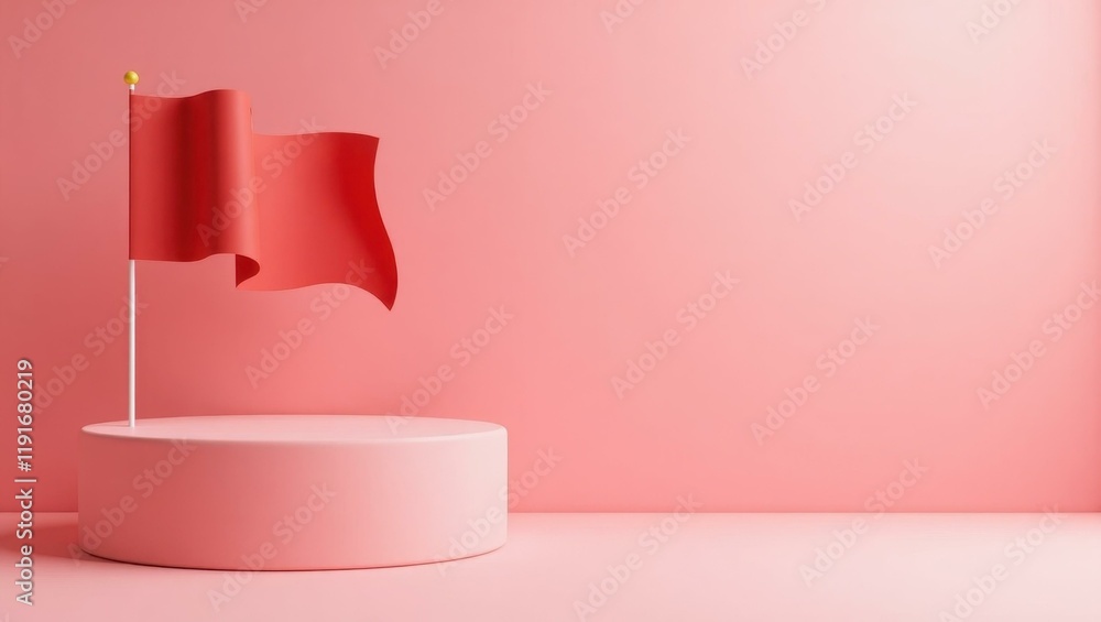 Poster vermilion red cryptid foot on right. soft black background. copy space for text, 3d render ai genera