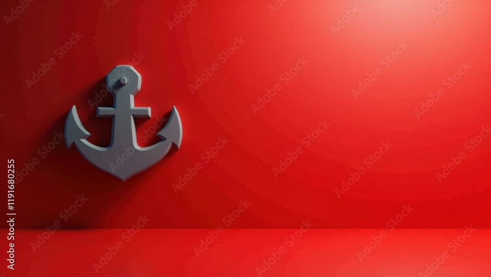Poster battleship gray insignia on left. soft purple background. copy space for text, 3d render ai generate