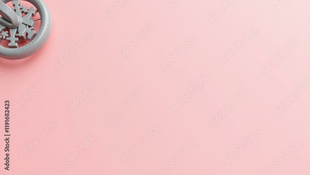 Poster battleship gray insignia on left. soft purple background. copy space for text, 3d render ai generate