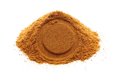 Mexican taco seasoning, pile isolated on white, side view, clipping path