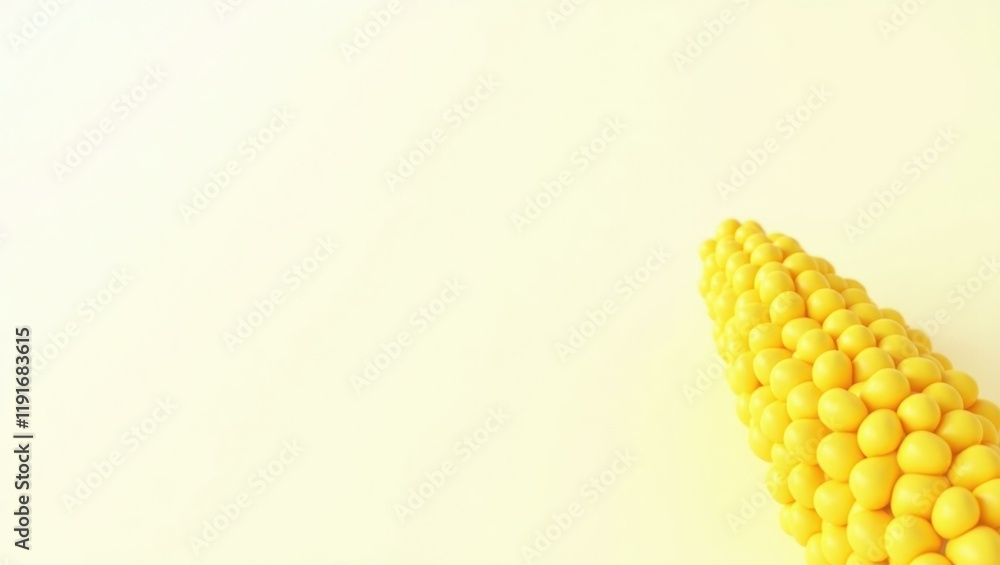 Poster canary yellow corn stalk on left. soft yellow background. copy space for text, 3d render ai generate