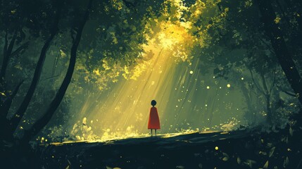 Fototapeta premium A Solitary Figure in an Enchanted Forest
