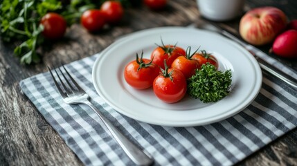 Fresh Red Tomatoes on a Plate, Healthy Eating and Nutrition Concept for Weight Management