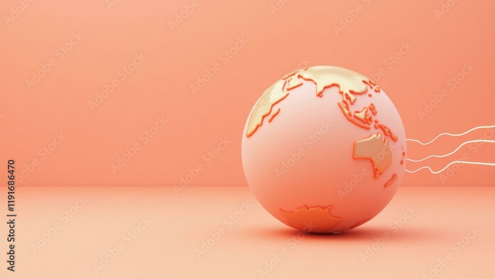 Poster pistachio globe connected by lines on right. soft black background. copy space for text, 3d render a