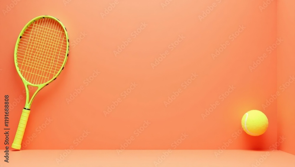 Poster yellow bulldozer on left. soft coral background. copy space for text, 3d render ai generated designe