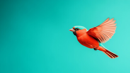 Fototapeta premium Colorful African bird soaring through clear skies in vibrant flight showcasing its beauty and grace