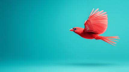 Obraz premium Vibrant African bird in flight against a clear turquoise background showcasing its beauty and grace