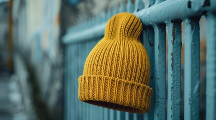 yellow men's knitted hat