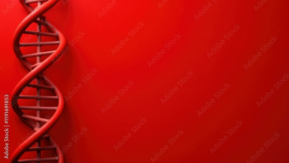 Poster rich red dna helix on right. soft black background. copy space for text, 3d render ai generated desi