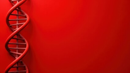 Rich red dna helix on right. Soft black background. Copy space for text, 3D render AI Generated Designer Element
