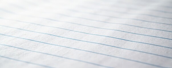 Clean white lined notebook paper, close-up view, writing, macro, white