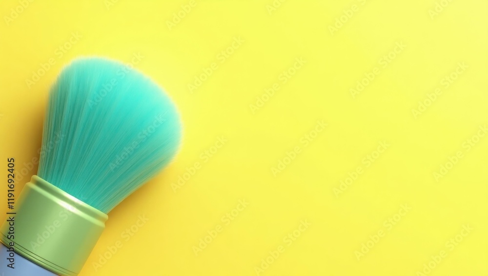 Poster turquoise paintbrush on right. soft orange background. copy space for text, 3d render ai generated d