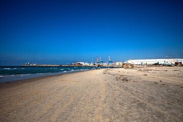 Industrial Port View from Sandy Beach