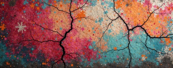 Obraz premium Cracked and aged concrete surface, wide shot, grunge aesthetic , damage, wide, grunge