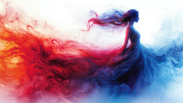 vibrant and colorful portrait of a person, good energy, motion
