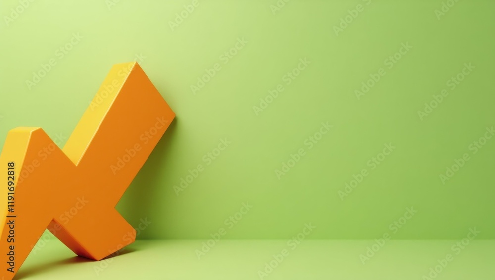 Poster tangerine lightning bolt on left. soft blue background. copy space for text, 3d render ai generated 