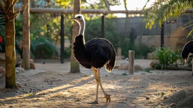 Majestic Ostrich in a Natural Habitat. Diverse wildlife in harmony with nature concept