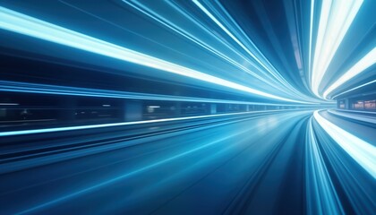 Abstract blue motion blur fast speed. Dynamic lines create futuristic tunnel effect. Stylish background design. Abstract visual represents rapid movement technology. Suggests smooth transitions sleek