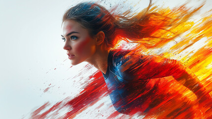 vibrant colored illustration of a sporty woman