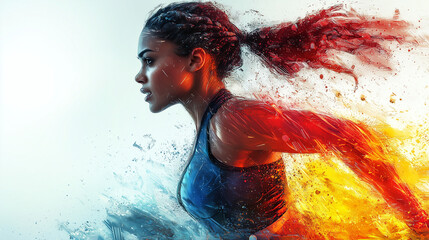 vibrant colored illustration of a sporty woman