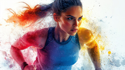 vibrant colored illustration of a sporty woman