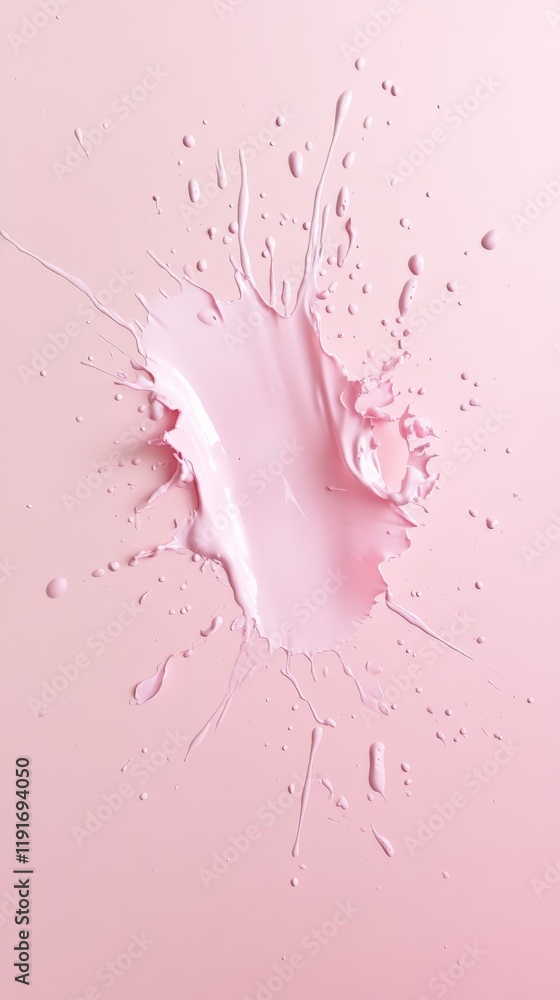 Poster Pink paint is splashing on a pink background, creating a vibrant and dynamic abstract image perfect for valentine's day, women's day, or spring themed projects