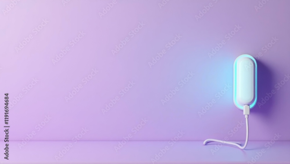 Poster arctic white streaming device on left. soft coral background. copy space for text, 3d render ai gene