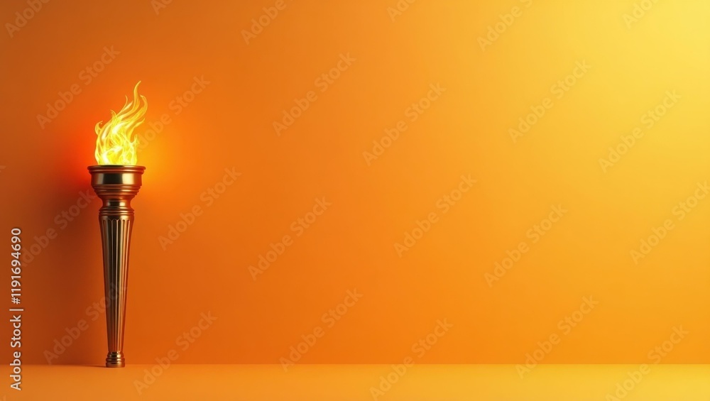 Poster bronze liberty torch on left. soft red background. copy space for text, 3d render ai generated desig