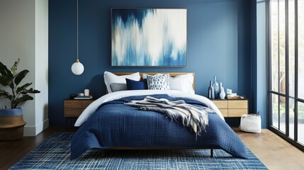 Luxurious Bedroom with Comfortable Bed and Elegant Decor background 
