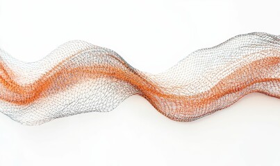 Fototapeta premium Orange and black netting waves across white.